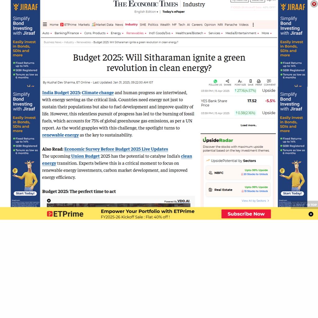 Budget 2025: Will Sitharaman ignite a green revolution in clean energy?